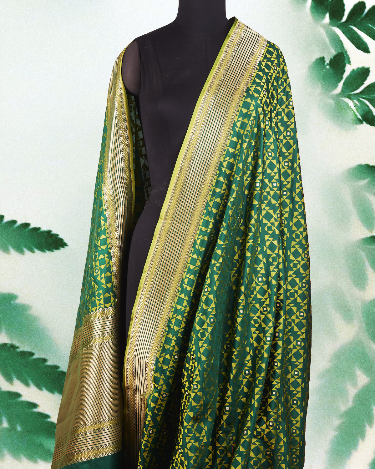 Dark Green Banarasi Silk Sari