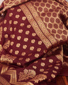 Coorg Coffee Maroon Ashavali Brocade Silk Saree