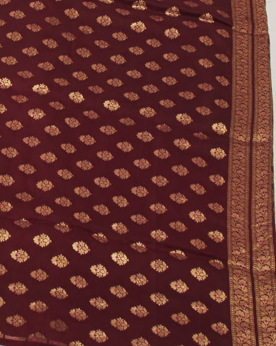 Coorg Coffee Maroon Ashavali Brocade Silk Saree