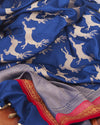 Mrigya Blue Deer Motifs Silk Saree