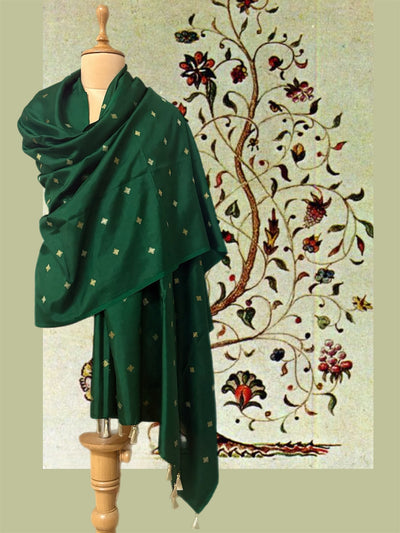 Sultana Dark Green Kadhuwa Booti Silk Dupatta