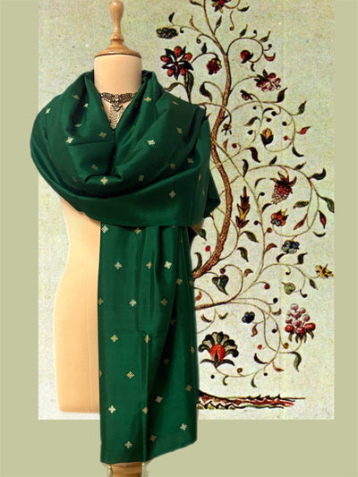 Sultana Dark Green Kadhuwa Booti Silk Dupatta