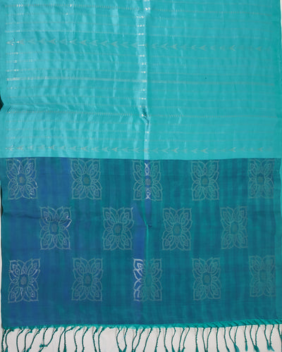 Falak Firozi Blue Silk Saree