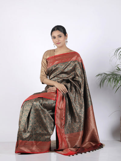 Vamika Green Brocade Silk Saree