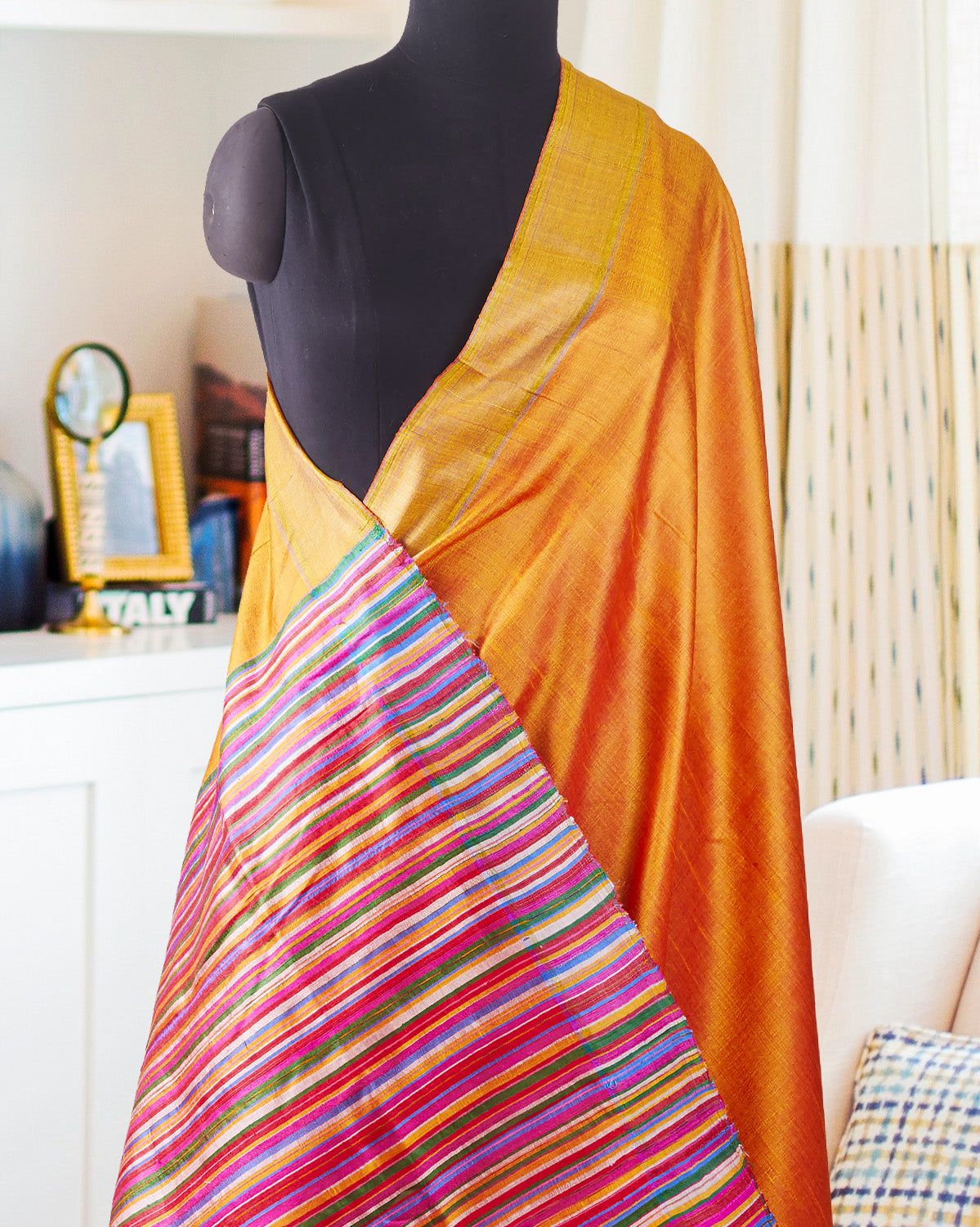 Pingleshwari Yellow Silk Bhujodi Saree