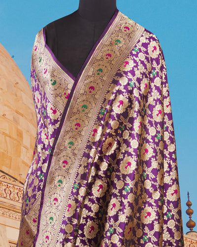 Rani Padmini Purple Khinkhwab Silk Saree