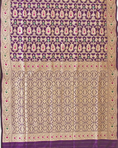 Padmini Purple Khinkhwab Silk Saree