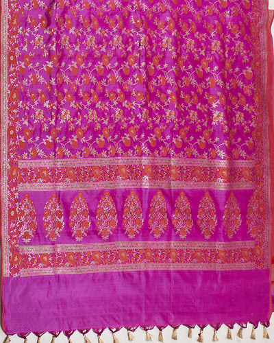 Bagh-e-Bahar Magenta Katan Silk Saree