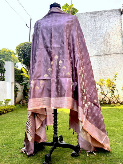 Bhairavi Mauve Silk Tanchoi Dupatta