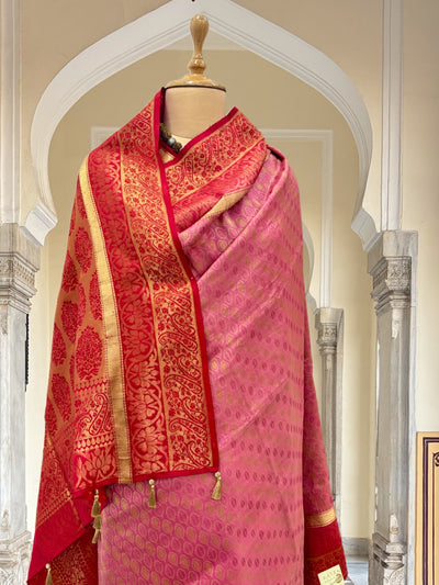 Gaurangi Peach & Red Silk Saree