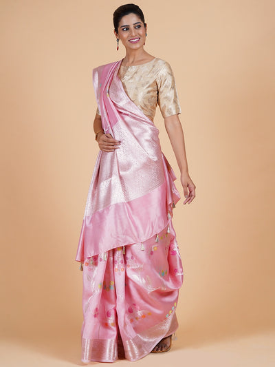 Sophia pink Peach Silk Saree