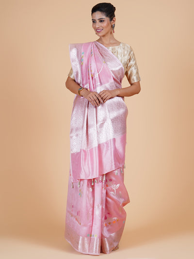 Sophia pink Peach Silk Saree