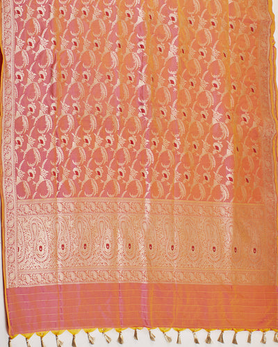 Jashn-e-Bahar Peach Katan Silk Saree