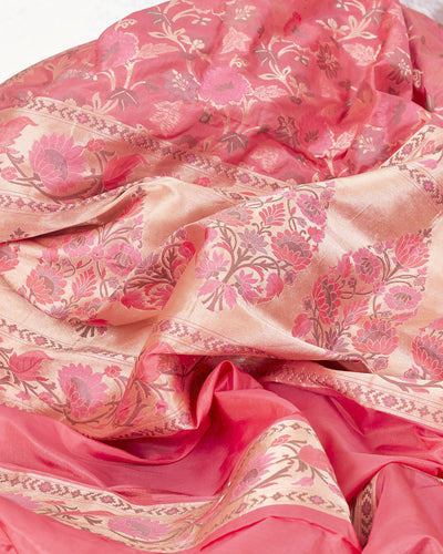 Rinpoche Peach Lotus Katan Silk Saree