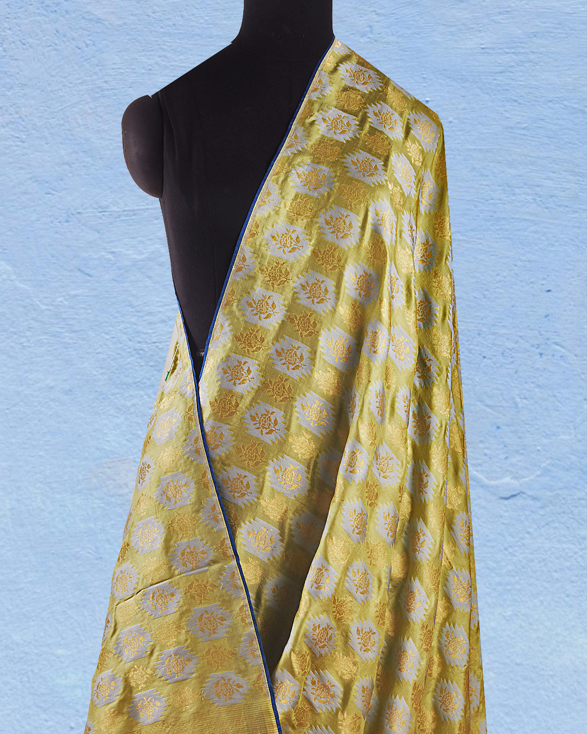 Niloufer Pista Green Silk Saree