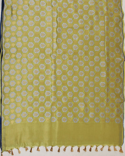 Niloufer Pista Green Silk Saree