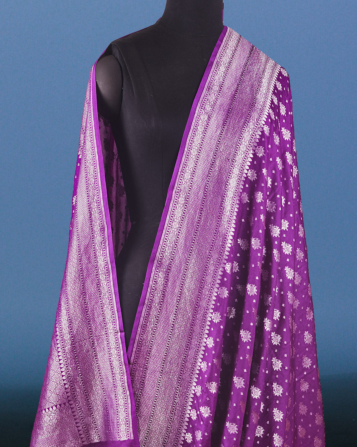 Ambuja Purple Booti Soft Silk Saree