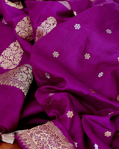 Ambuja Magenta Soft Silk Saree