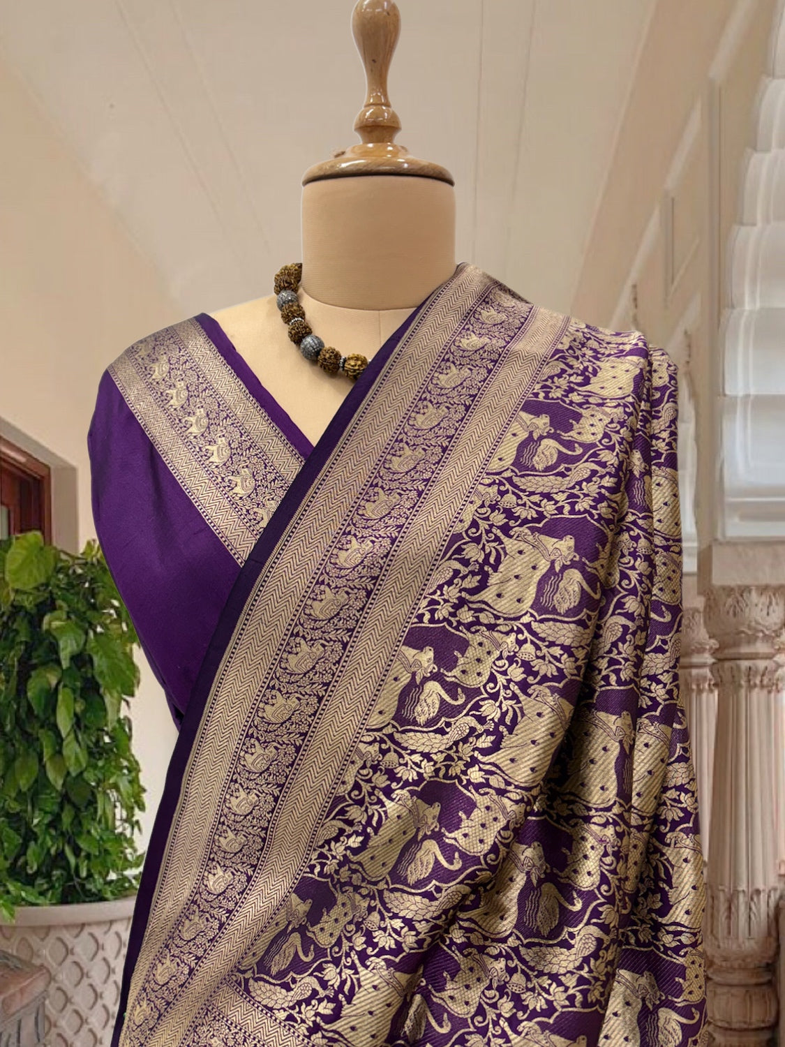 Nathdwara Purple Pichvai Katan Silk Saree