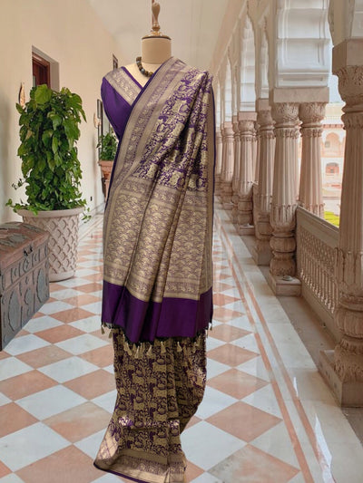 Nathdwara Purple Pichvai Katan Silk Saree