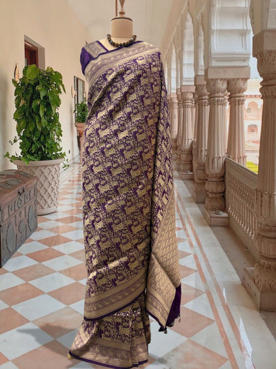 Nathdwara Purple Pichvai Katan Silk Saree