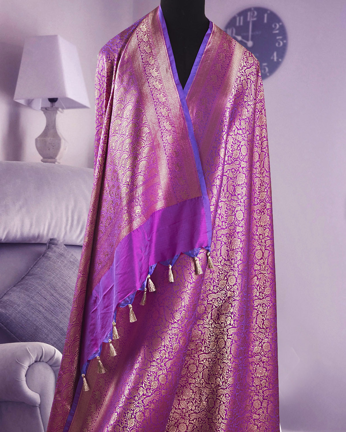 Bandhavgarh Purple Shikargah Katan Silk Saree