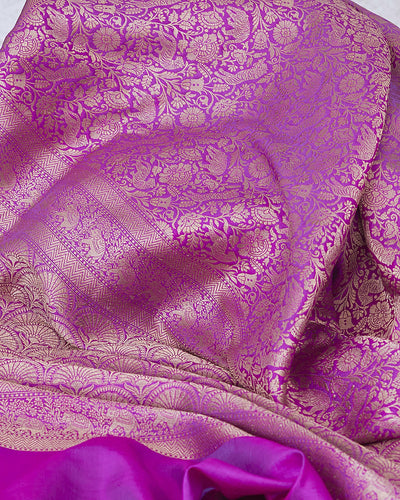 Bandhavgarh Purple Shikargah Katan Silk Saree