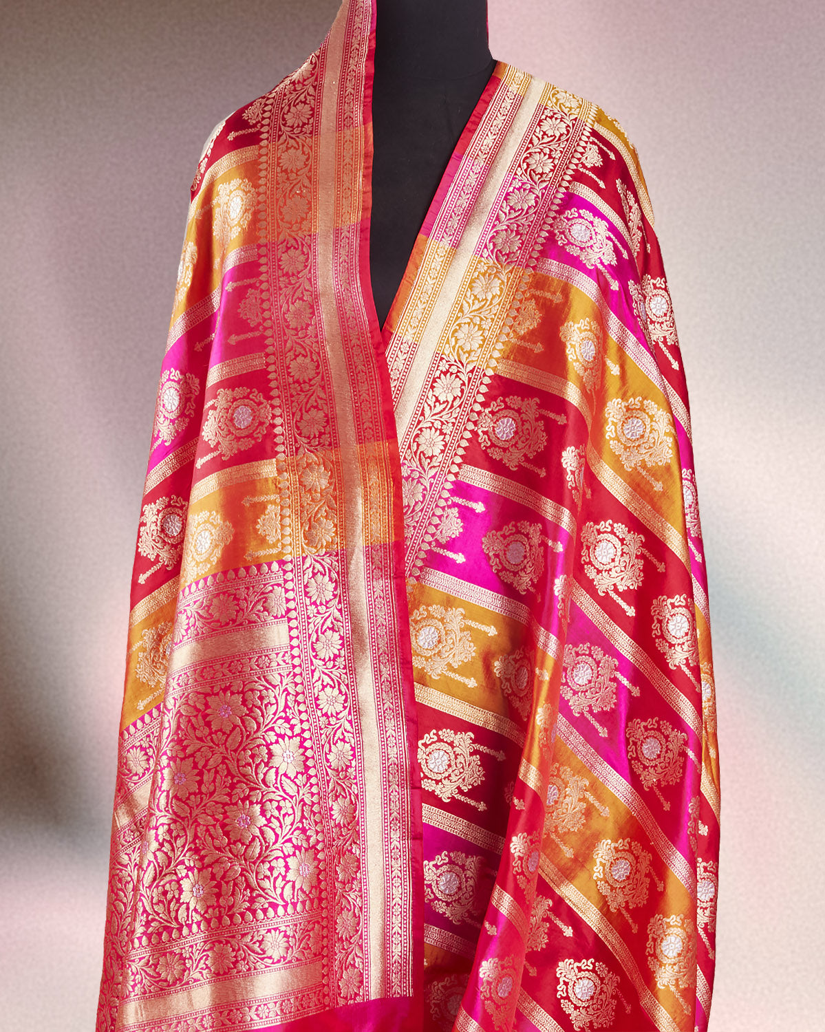 Yashodhara Red Rangkaat Katan Silk Saree