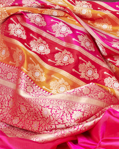 Yashodhara Red Rangkaat Katan Silk Saree