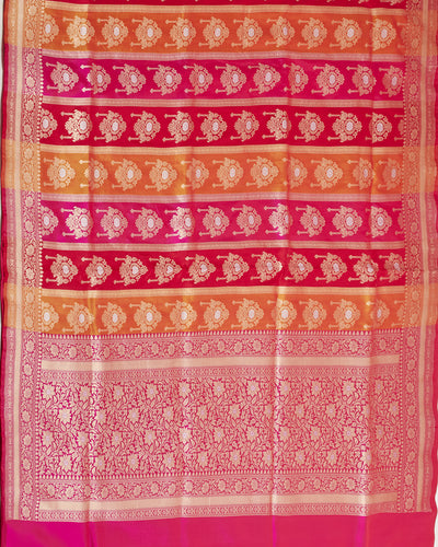 Yashodhara Red Rangkaat Katan Silk Saree