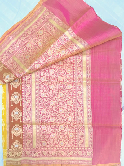 Mehraab Yellow Rangkaat Katan Silk Saree