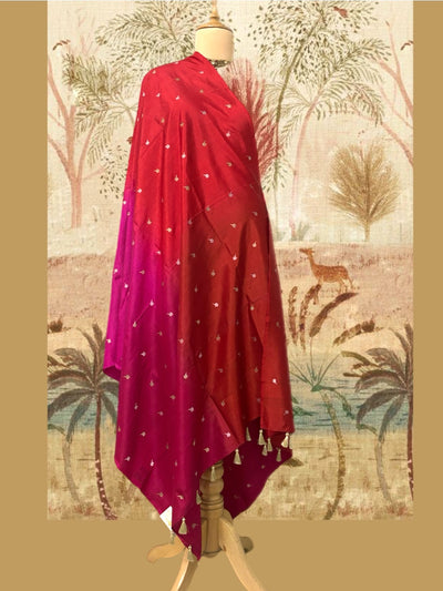 Padmini Rani Pink & Red Silk Dupatta