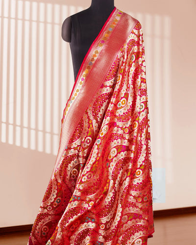 Bhasundara Rani Red Gyasar Katan Silk Saree