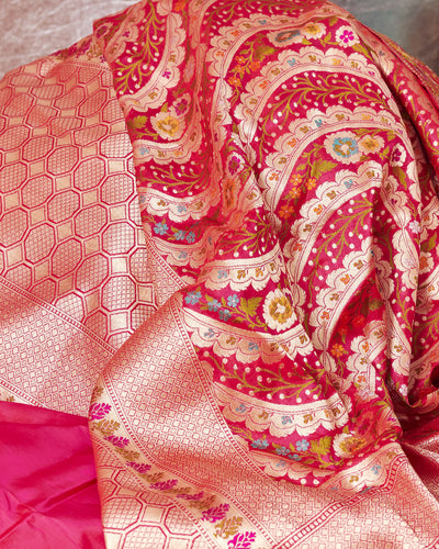 Bhasundara Rani Red Gyasar Katan Silk Saree