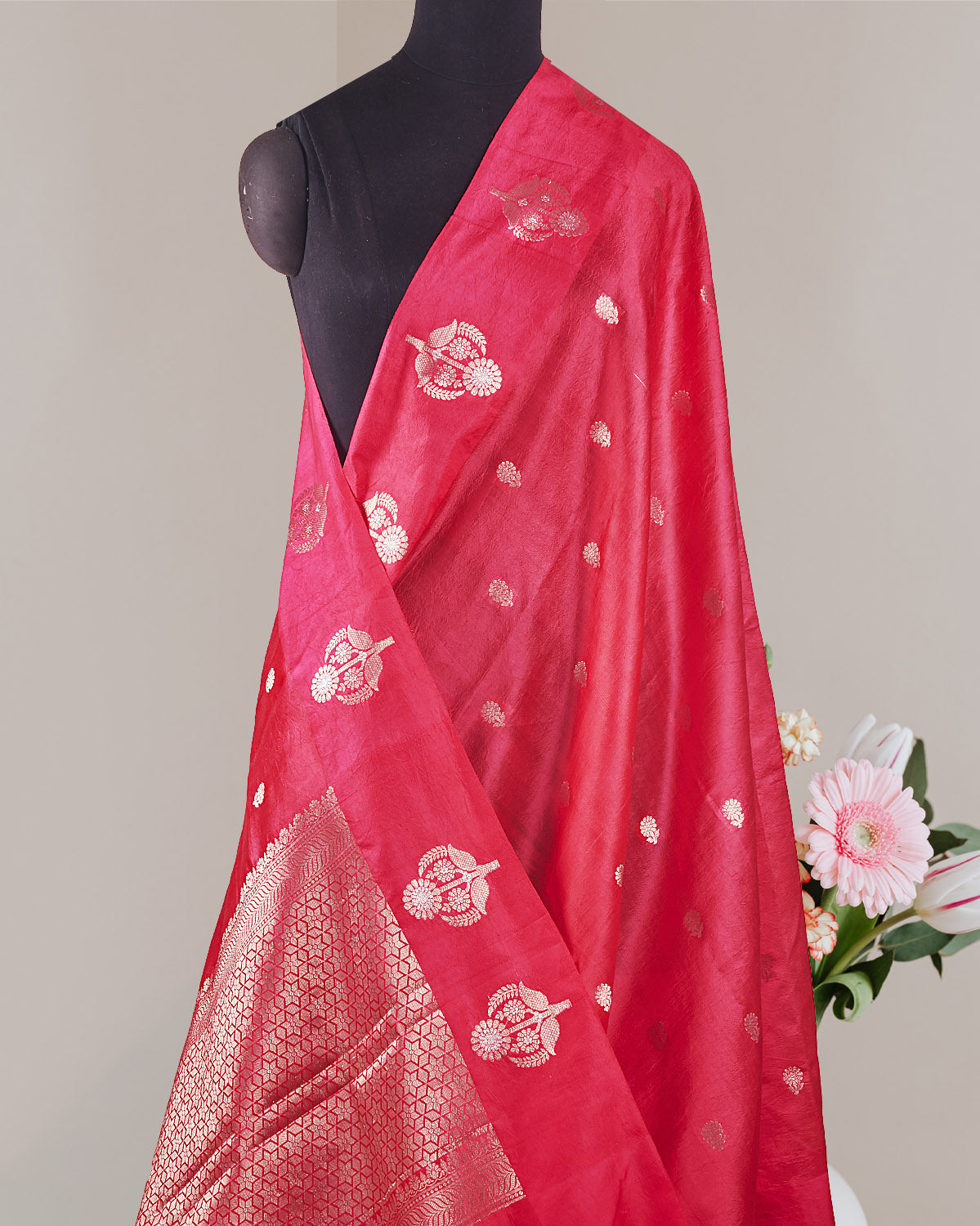 Abeer Rani Pink Chinya Silk Sari