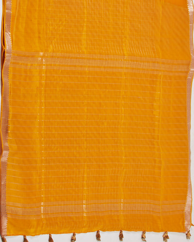Kesar Tilakam Yellow Light Silk Sari