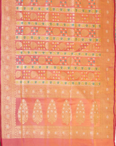 Meherangarh Peach Katan Silk Saree