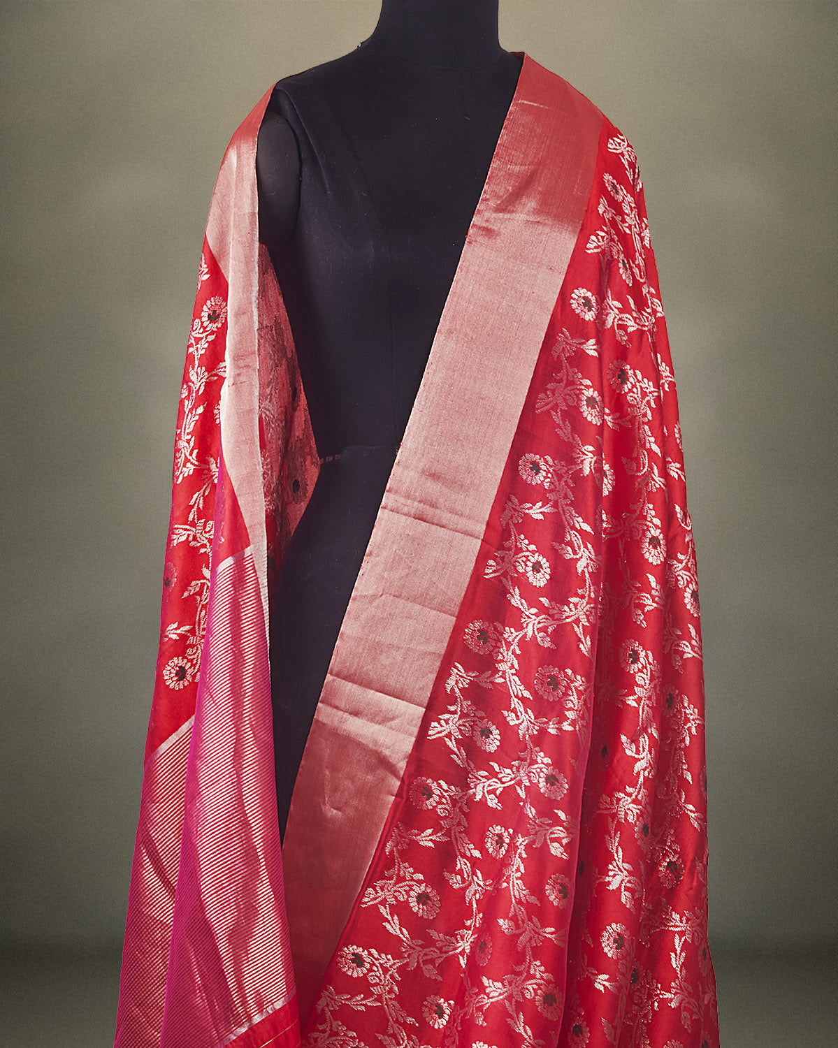 Burmese Ruby Red Silk Sari