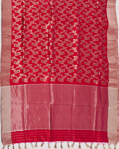 Burmese Ruby Red Silk Sari