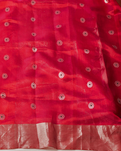 Burmese Ruby Red Silk Sari