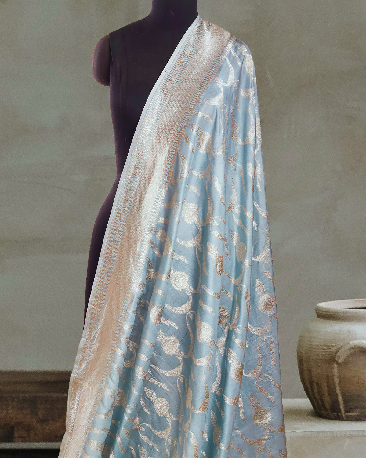 Tiffany Sky Blue Katan Silk Saree