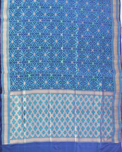 Casablanca Peacock Blue Tanchoi Silk Saree