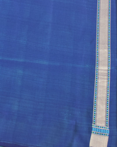 Casablanca Peacock Blue Tanchoi Silk Saree