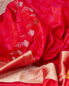Italia Red & Pink Tanchoi Silk Saree
