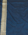 Soaring Swans Teal Blue Katan Silk Saree