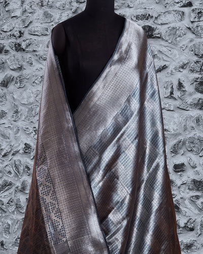 Jardine Smoky Blue Katan Silk Saree