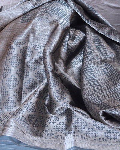 Jardine Smoky Blue Katan Silk Saree