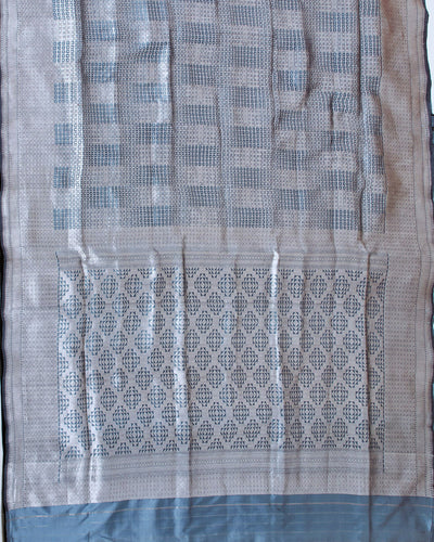 Jardine Smoky Blue Katan Silk Saree