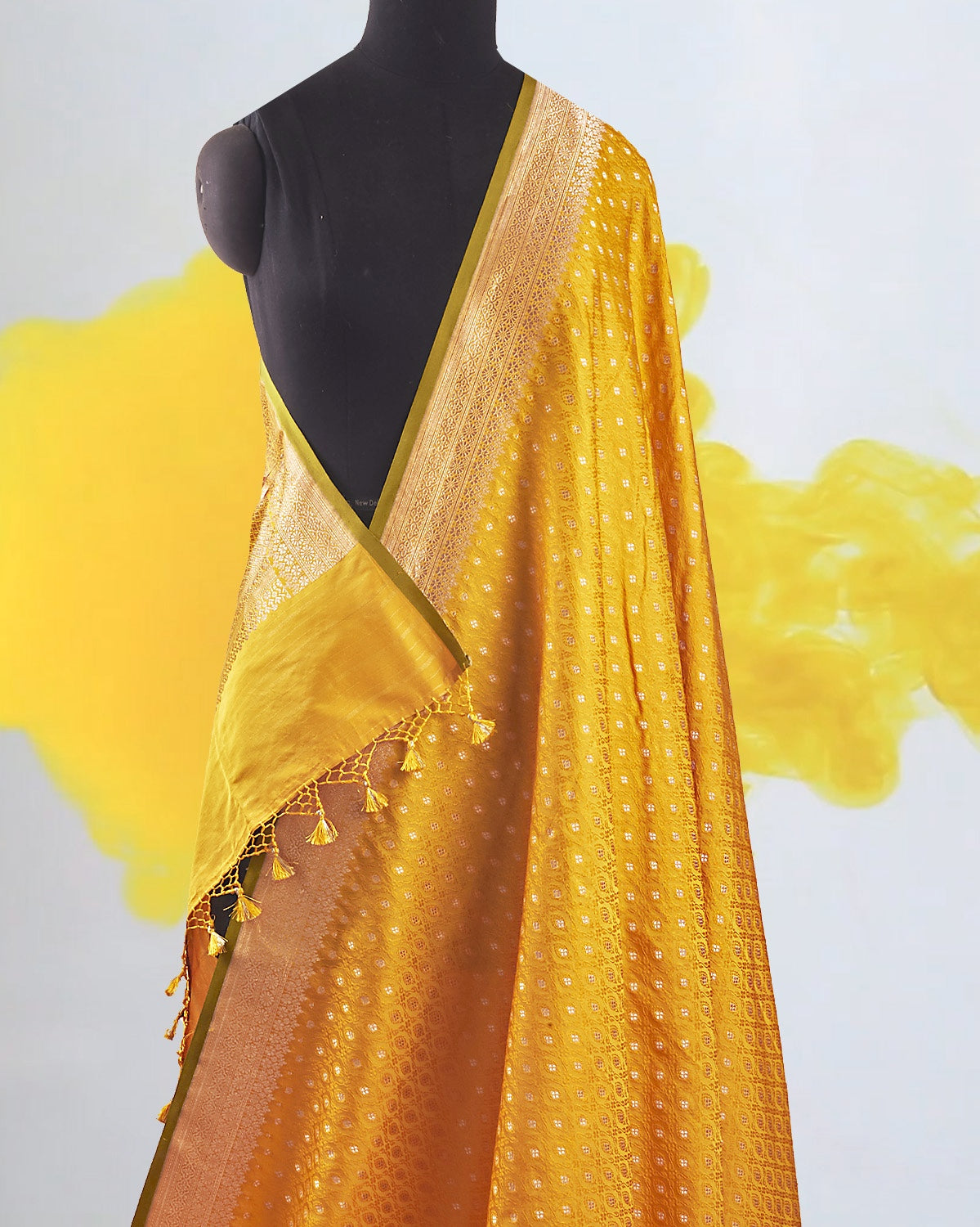 Swarna Yellow Tanchoi Silk Saree