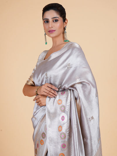 Florence Silver Grey Silk Saree